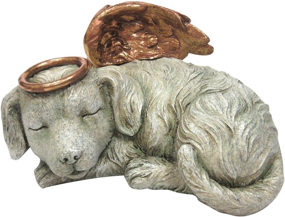 Pet Memorial Angel Dog Sleeping Cremation Urn Memorial Statue Bottom Load 30 Cubic Inch