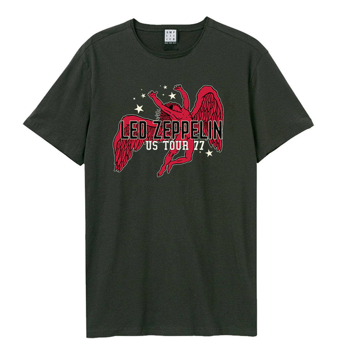 Led Zeppelin Us Tour 77 (Icarus) Amplified Vintage Charcoal T Shirt